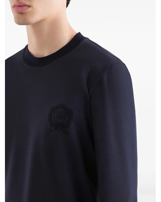 Dolce & Gabbana Blue Crew-Neck Long-Sleeve T-Shirt for men