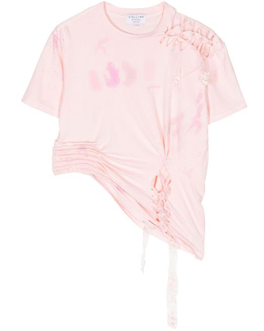 T-shirt asymétrique à imprimé tie dye Collina Strada en coloris Pink