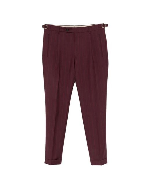 Berwich Red Pinstriped Trousers for men