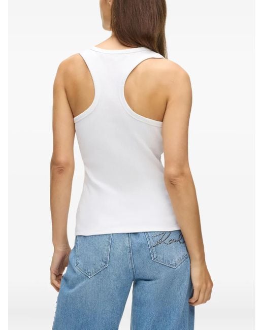 Karl Lagerfeld White Autograph Ribbed Tank Top