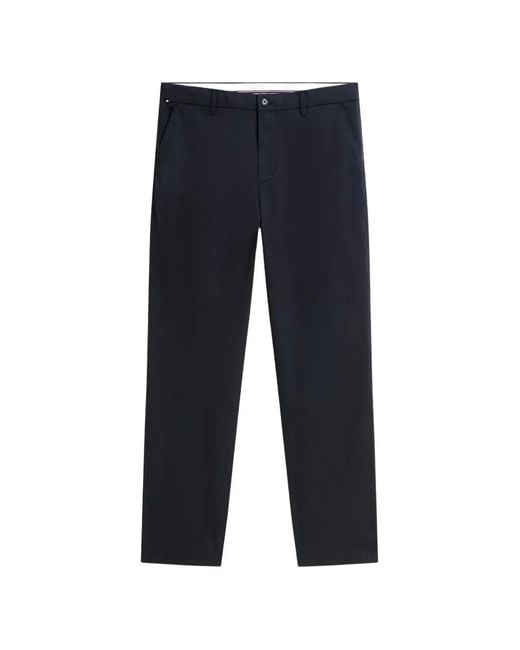 Tommy Hilfiger Blue Logo-Patch Straight-Leg Trousers for men