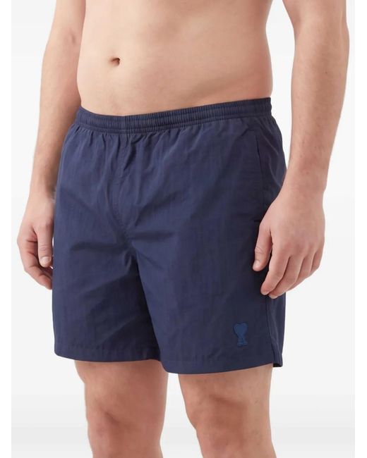 AMI Blue Ami De Coeur Elastic-Waist Swim Shorts for men