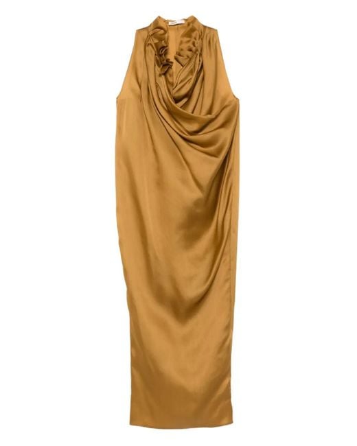Khaite Metallic Drapiertes Maxikleid