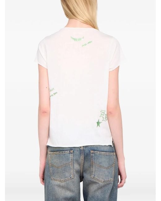 Zadig & Voltaire Henley T-Shirt Met Hart-Detail in het White