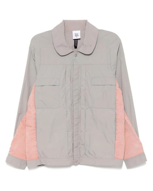 Stain Shade Gray Panelled Windbreaker for men
