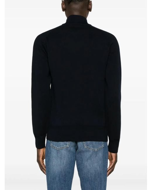 Orlebar Brown Blue Lennard Zip-Up Merino-Wool Jumper for men