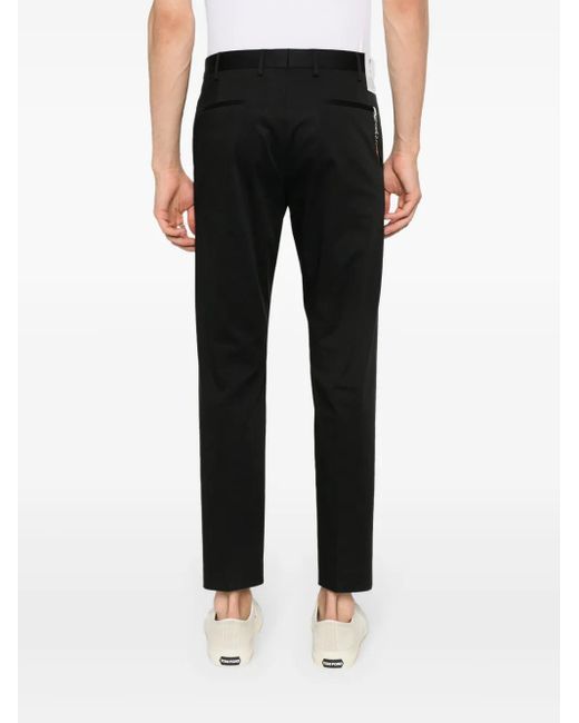 PT Torino Black Pressed-Crease Trousers for men