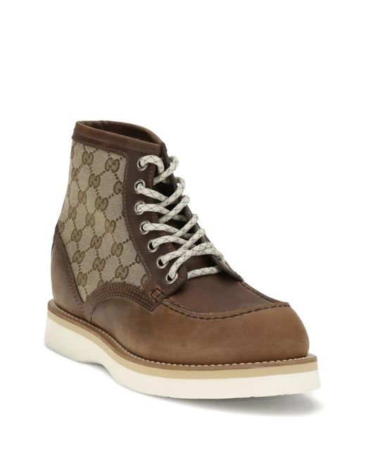 Gucci Brown Gg-Monogram Leather Boots for men