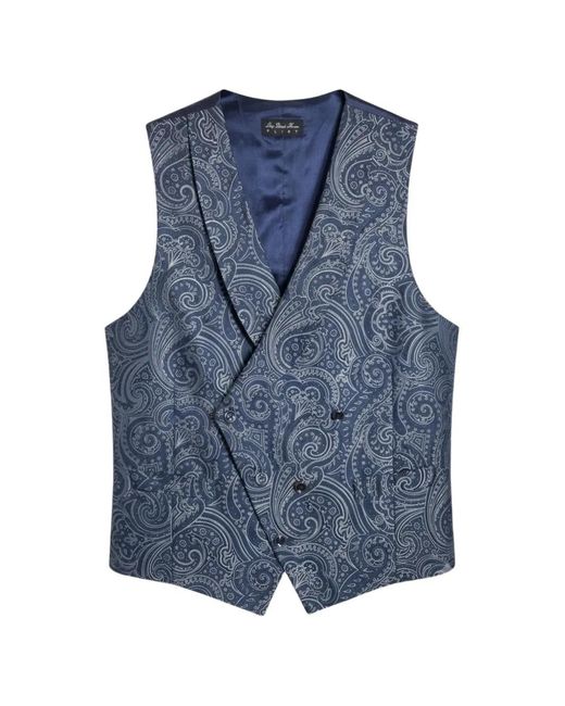 L.b.m. 1911 Blue Paisley-Print Double-Breasted Waistcoat for men