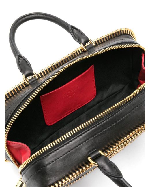 Moschino Black Exposed-zip Leather Tote Bag