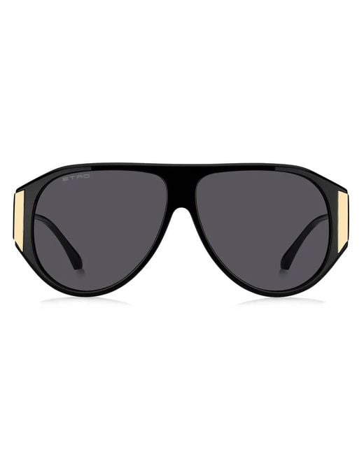 Etro Black Oversize Metal Frame Sunglasses