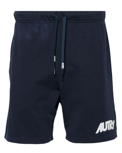 Autry Blue Logo-print Cotton Track Shorts for men
