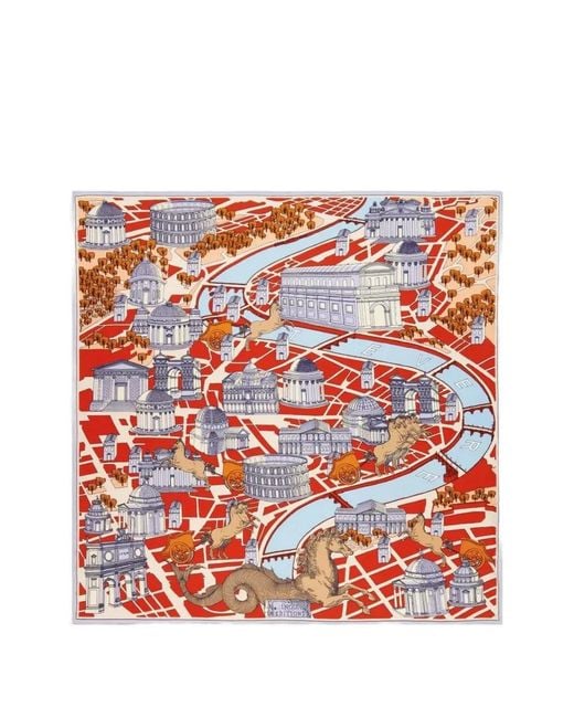 Inoui Edition Red Graphic-Print Square Scarf