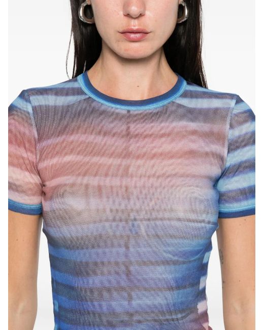 Haut En Mesh À Rayures Jean Paul Gaultier en coloris Blue