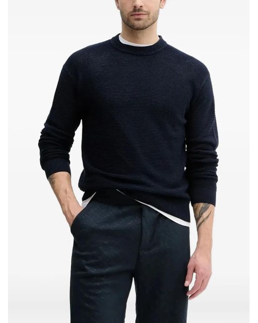 Boss Blue Textured Sweater for men