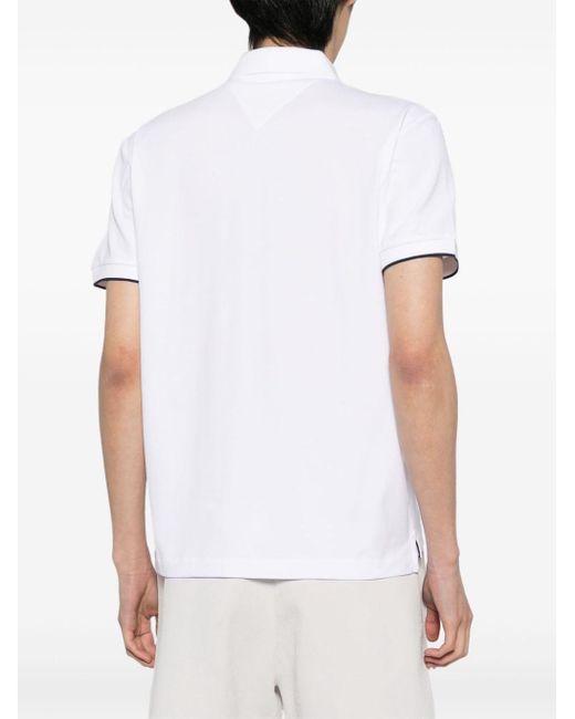Alpha Tauri White Logo-appliqué Piqué Polo Shirt for men
