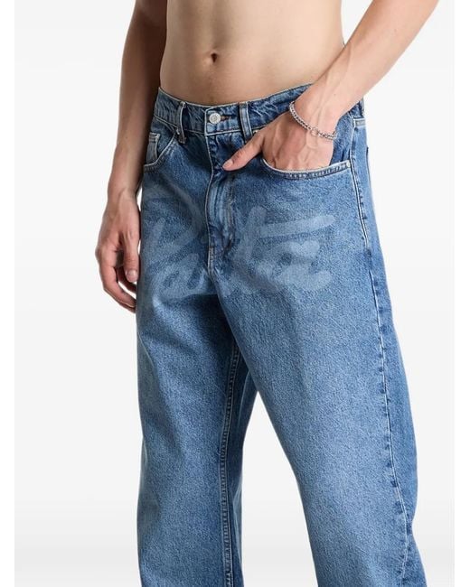 PATTA Blue Laserprint Whiskers Jeans for men
