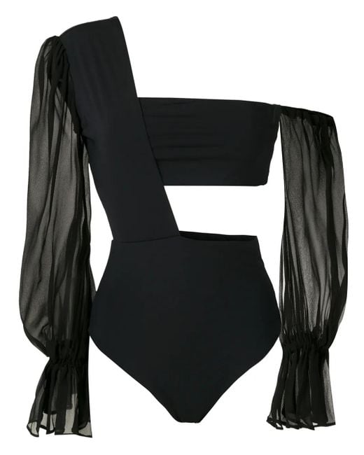 Amir Slama Black One Shoulder Bodysuit