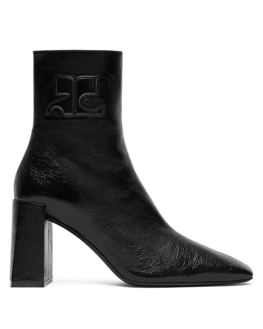 Courreges Black Heritage Leather Ankle Boots