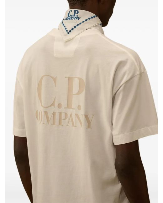 C P Company Blue Printed Muslin Graphic Bandana for men