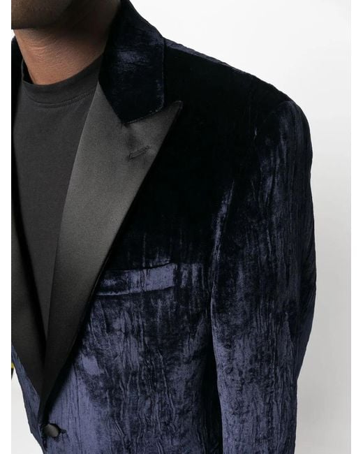 Philipp Plein Black Single-Breasted Velvet Blazer for men