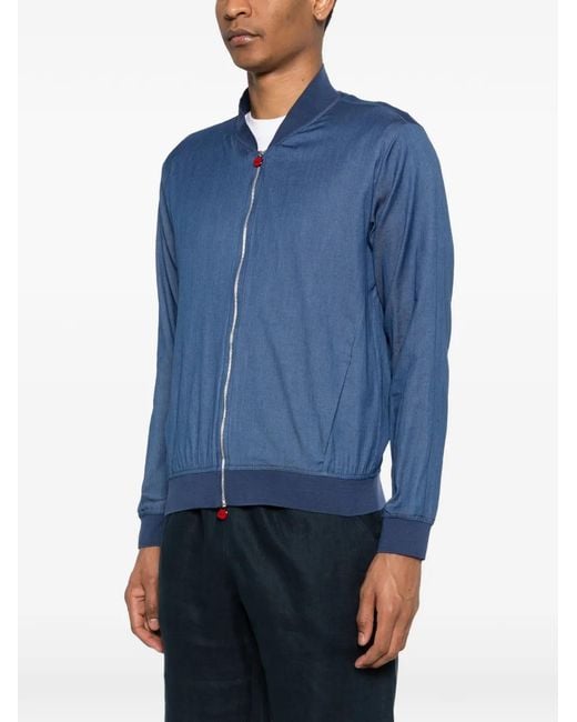 Kiton Blue Zip Bomber Jacket for men