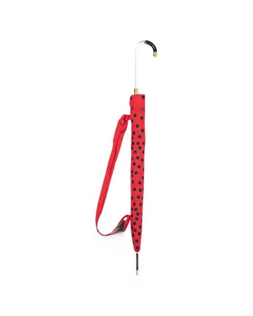 Moschino Red Polka-Dot And Heart-Print Umbrella