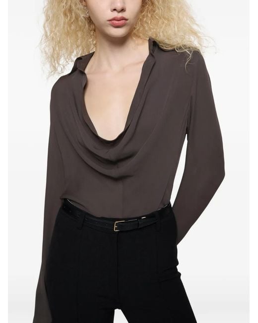 Acne Gray Silk Blouse With Cowl Neck