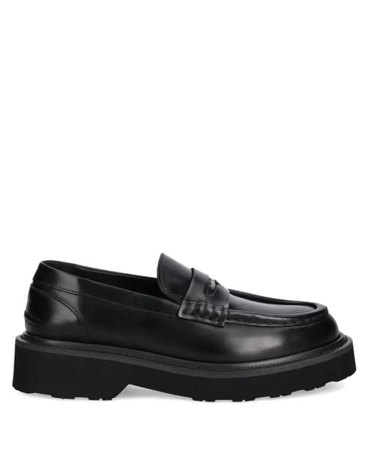 KENZO Black Leather Penny Loafers