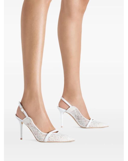 Malone Souliers White Marion 85Mm Lace Slingbacks