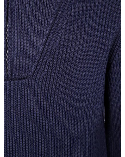 FILIPPO DE LAURENTIIS Blue High-Neck Wool Sweater for men
