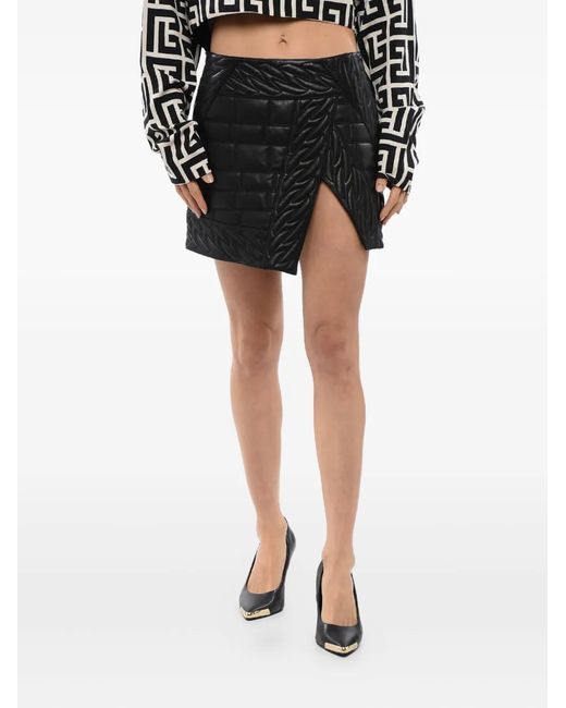 Balmain Black Quilted Mini Skirt