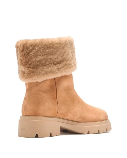 Stuart Weitzman Brown Hudson Shearling Booties