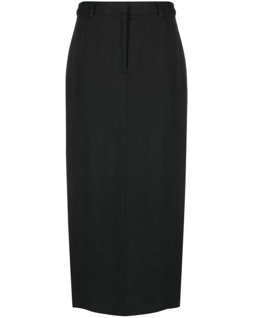Reformation Black Gia High-waisted Midi Skirt