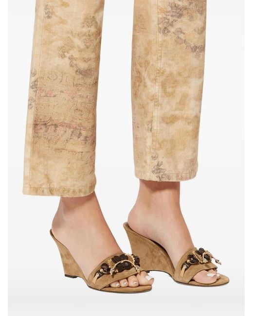 Isabel Marant Brown Anee Decorated-Strap Suede Mules