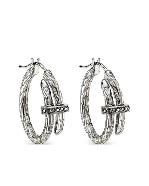 John Hardy Metallic Sterling Spear Sapphire Hoop Earrings