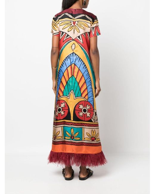 Robe longue en soie à imprimé et plumes LaDoubleJ en coloris Multicolor