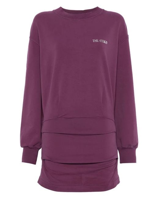 The Attico Purple Fitted Dress With Rubberised Logo Detail