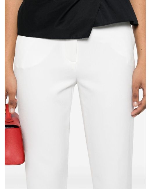 Veronica Beard White Renzo Slim-fit Cropped Trousers