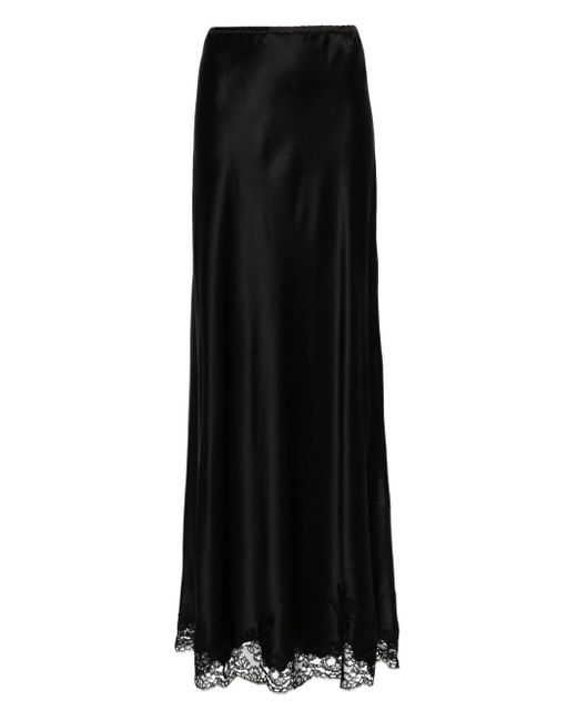 Carine Gilson Black Lace-detail Silk Skirt