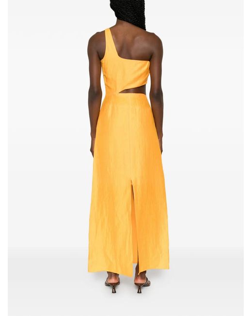 Maje Metallic One-Shoulder Midi Dress