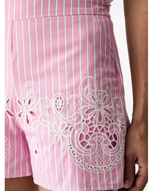 Morgan Pink Stripe-Pattern Cut-Out Shorts