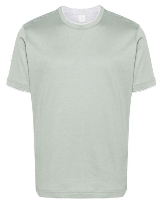 Eleventy Green Layered Cotton T-shirt for men