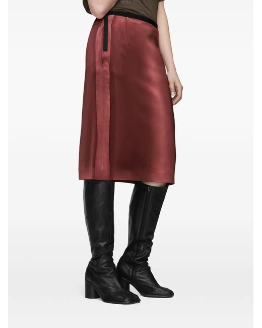 Maison Margiela Red Satin Midi Skirt