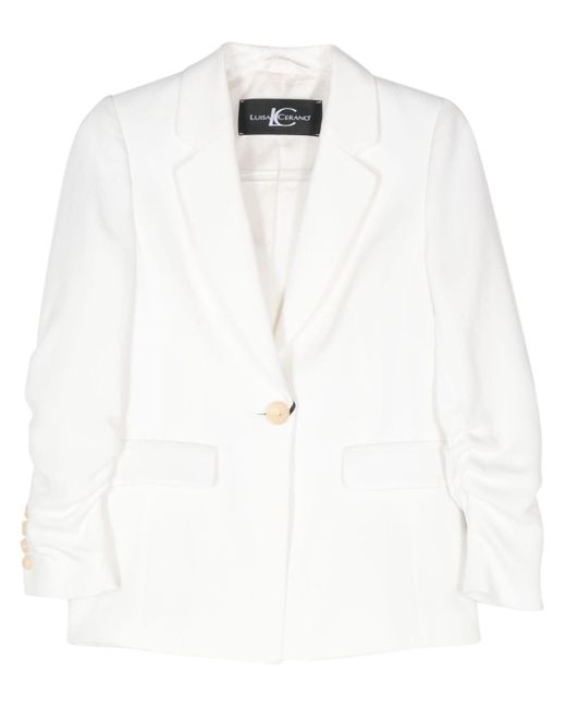 Ruched-detail blazer di Luisa Cerano in White