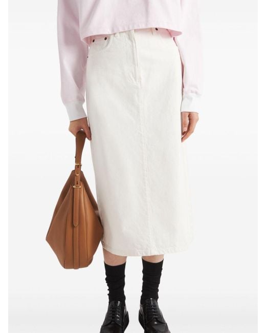Prada White Flared Denim Skirt