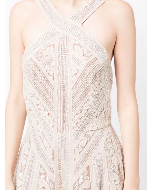 Robe Mi-Longue En Soie À Ornements Elie Saab en coloris White