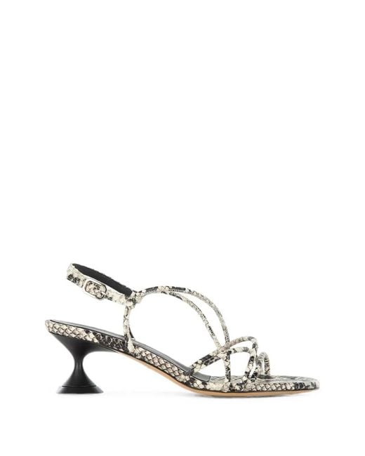 Poeve White Snake-Effect Caged Sandals