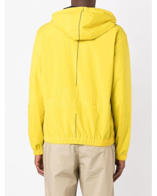 Armani Exchange Yellow Logo-print Hooded Windbreaker for men