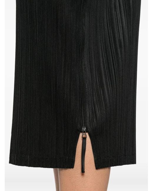 Pleats Please Issey Miyake Black Pleated Midi Dress